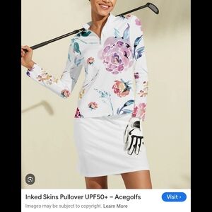 Acegolfs Floral Long Sleeve Women's Top - White